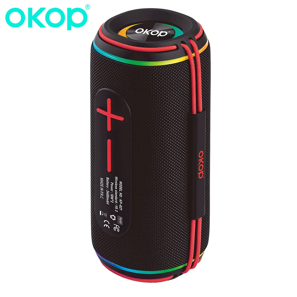 OKOPwireless مكبر صوت بخاصية البلوتوث في الهواء الطلق المحمولة الثقيلة باس ستيريو عالية الطاقة المزدوج المتكلم مضخم الصوت التخييم حفلة TF USB BLLUITUСССПКК