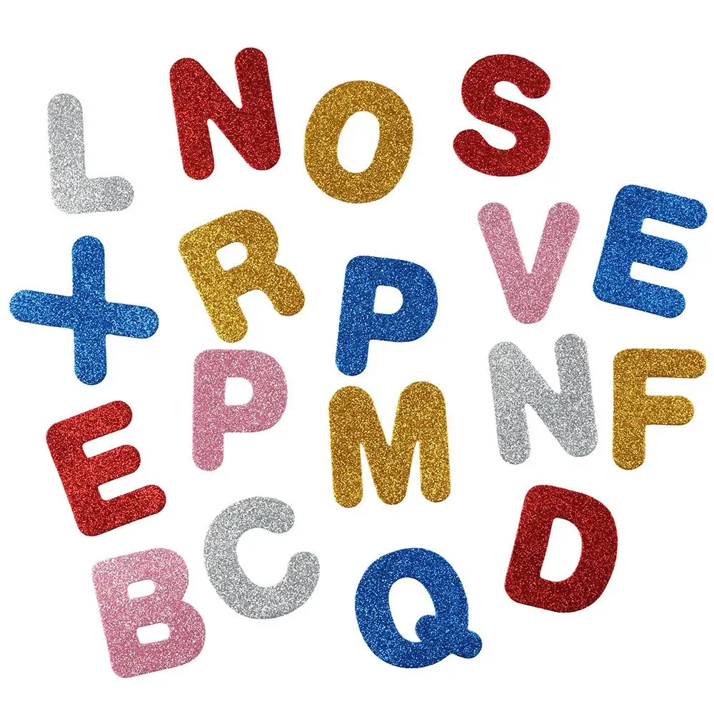 140pcs Craft EVA Glitter Foam Letter Stickers Colorful 1.7inch Alphabet Stickers A-Z Self-Adhesive for Scrapbooks,Cards