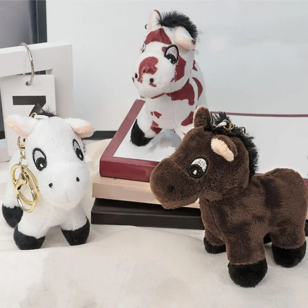 Portachiavi con cavallo di peluche con animali di peluche, decorazione da appendere, simpatico cartone animato, bambola con cavallo di peluche, decorazione da appendere, ciondolo per zaino