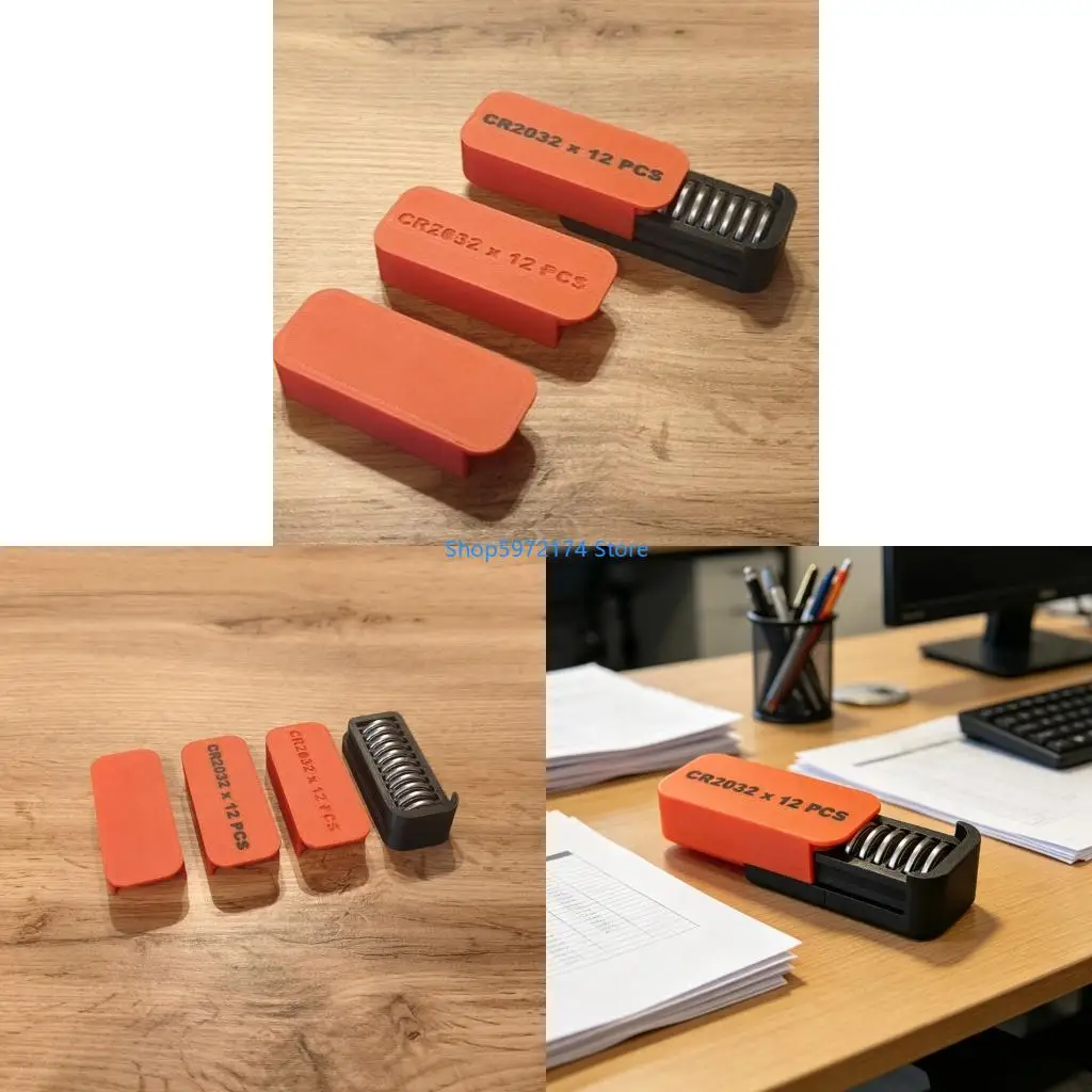 Y3NB Battery Storage Case Pull Out 12 Slot Coin Cell Box, Sliding Tray for Spare Battery Sorting, Repair Drawer and Tool Bag