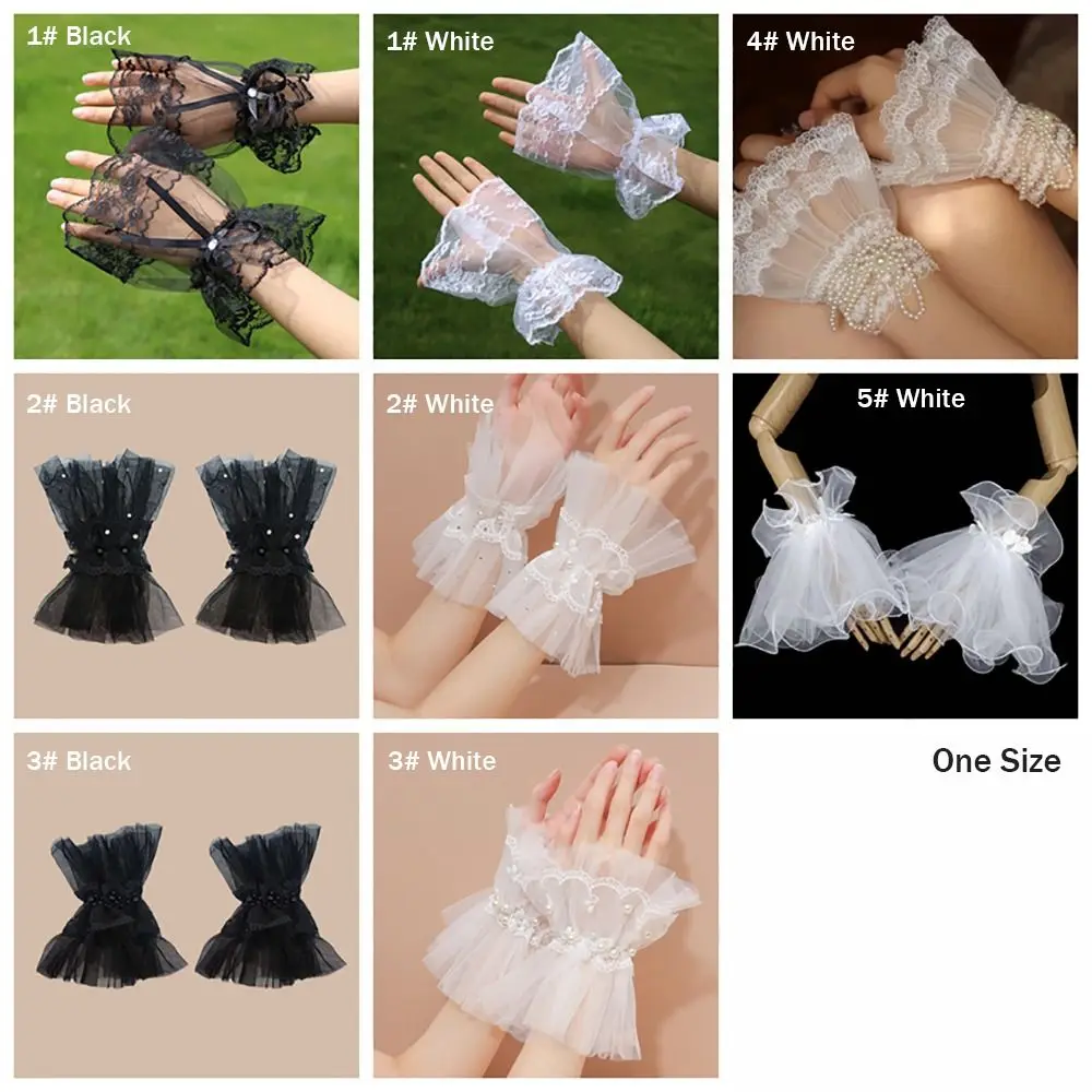 Victorian Detachable Sleeves Cuffs Detachable Comfortable Lace Ruffled Wrist Soft Costume Accessory Fake Sleeves Cuffs view 6