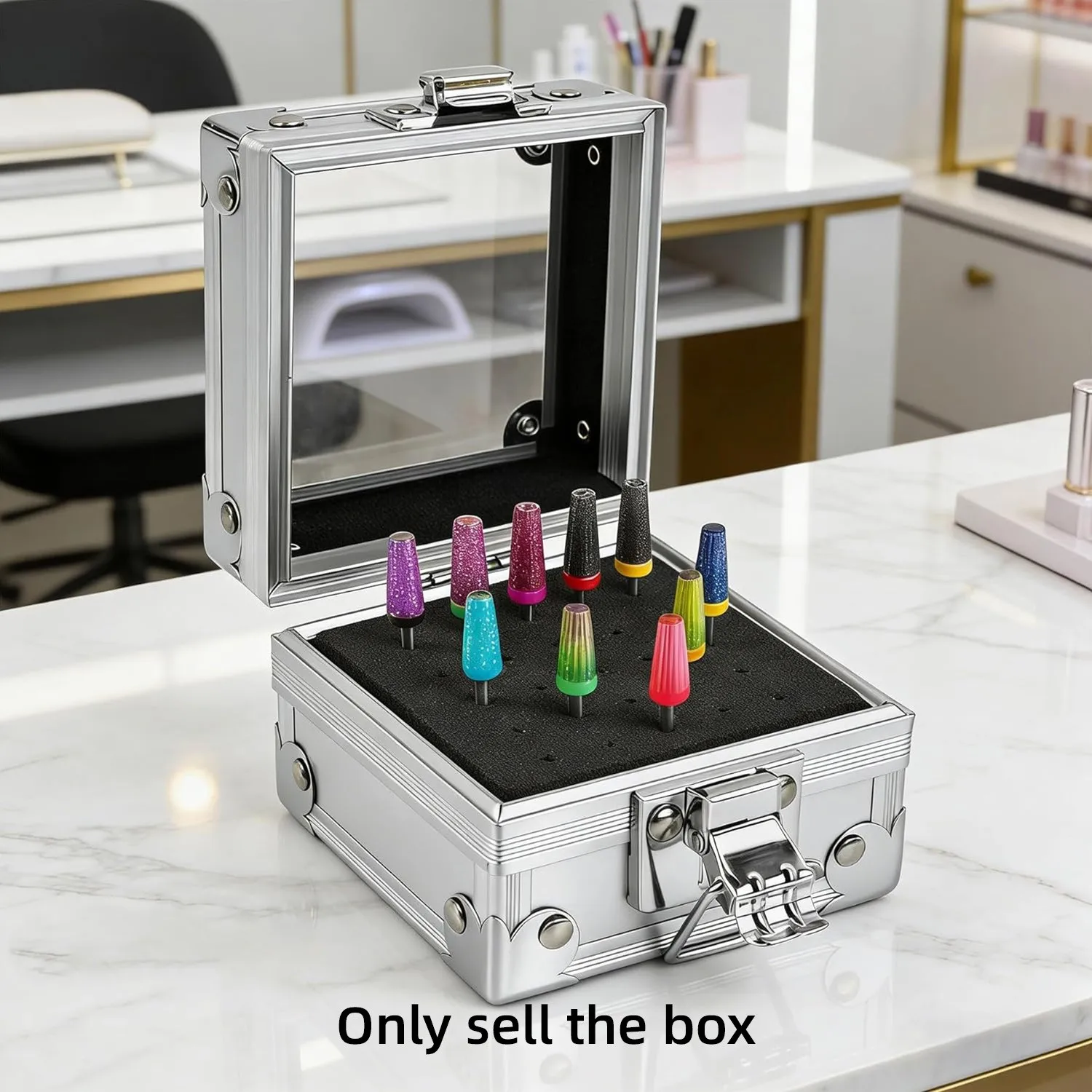Professional 25 Holes Nail Drill Bits Storage Box Manicure Tools Organizer Holder & DIY Nail Grinding Bits Display Container