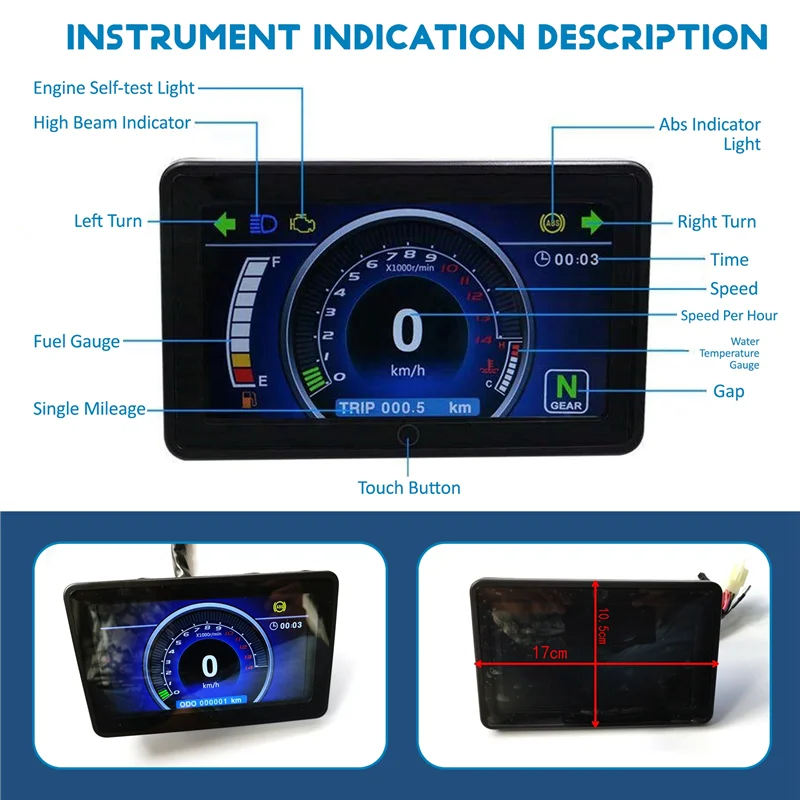 New Universal Replacement LCD Display Cluster Speedometer For Motorcycle Multi-Function Instrument 1, 2, 4 Cylinder Motorbike
