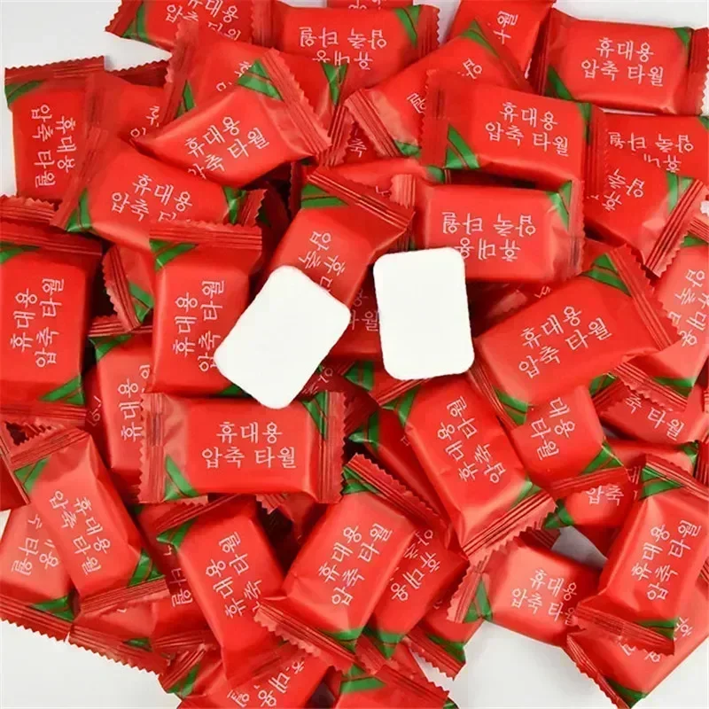 Toalha comprimida descartável portátil de algodão para viagem mini toalha de rosto tecido macio toalha comprimida adequada para acampamento ao ar livre