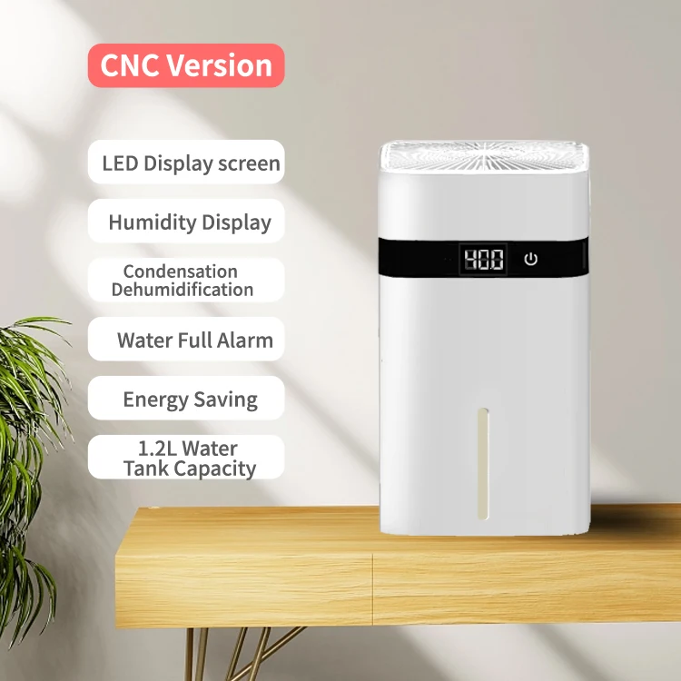 CNC LED Display Screen 1.2L Moisture Absorber, Smart Home Indoor Air Mini Dehumidifier And Dryer