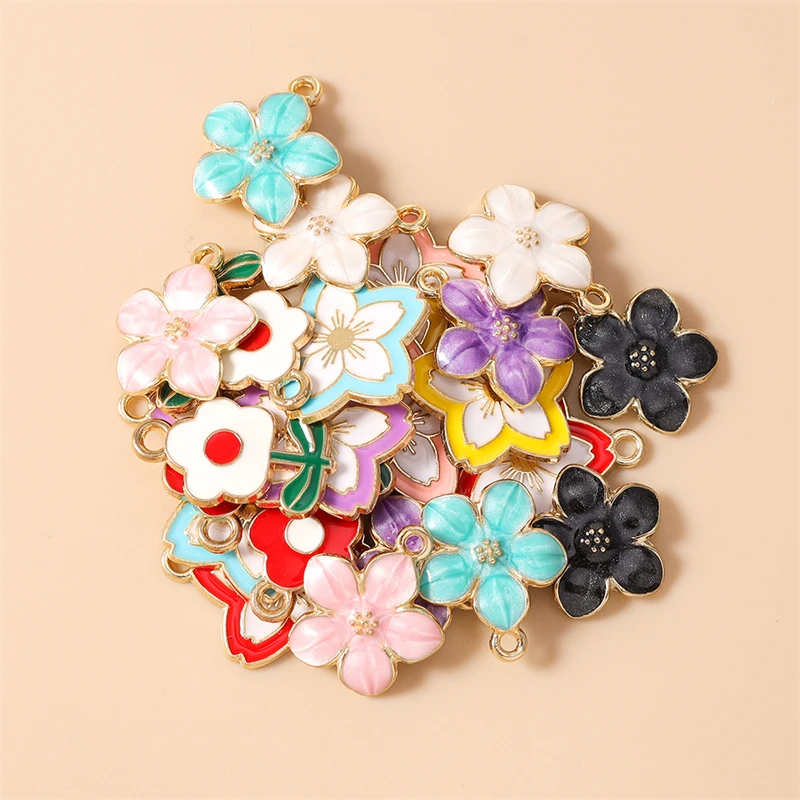 20 Stück Niedliche Bunte Emaille-Blumenanhänger für Schmuckherstellung, Halsketten, Ohrringe, Armbänder, DIY-Bastelzubehör ﻿ – Detail 3