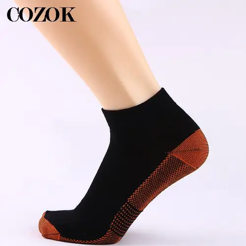 Imagen 2 del producto 5 pares de calcetines de compresión de fibra de cobre deportes hombres mujeres calcetines de pie Unisex fascitis Plantar espolones de talón calcetines para el dolor de arco hombres Meias