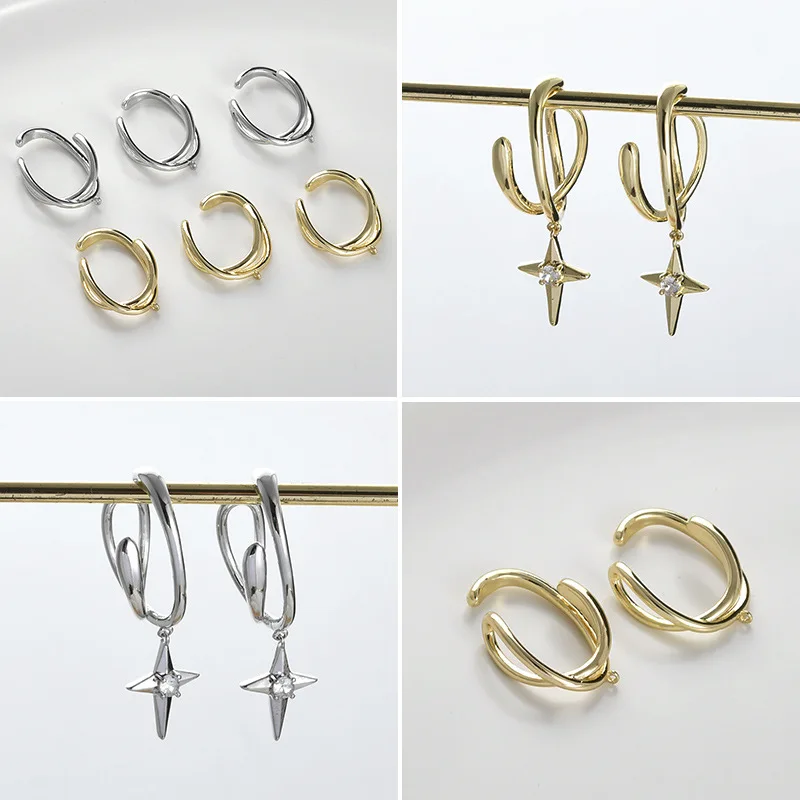 

Медные клипсы для ушей с покрытием из 14-каратного золота, цвета настоящего золота, в форме звезды, для самостоятельного изготовления серег без прокола, аксессуары для ушей