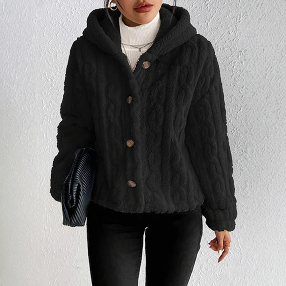 معطف قطيفة كاجوال للخريف والشتاء ملابس نسائية عصرية ملابس خارجية مريحة مادة ناعمة بدون نمط تزيين