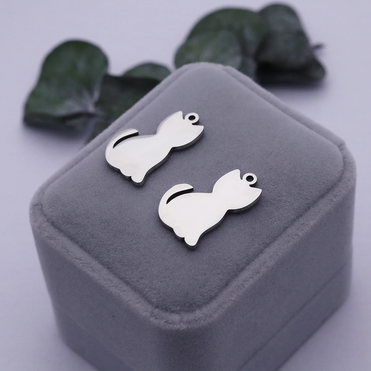 2 pçs na moda preto horror crânio esqueleto gato halloween diy acessórios pingente de aço inoxidável encantos para fazer jóias supplie