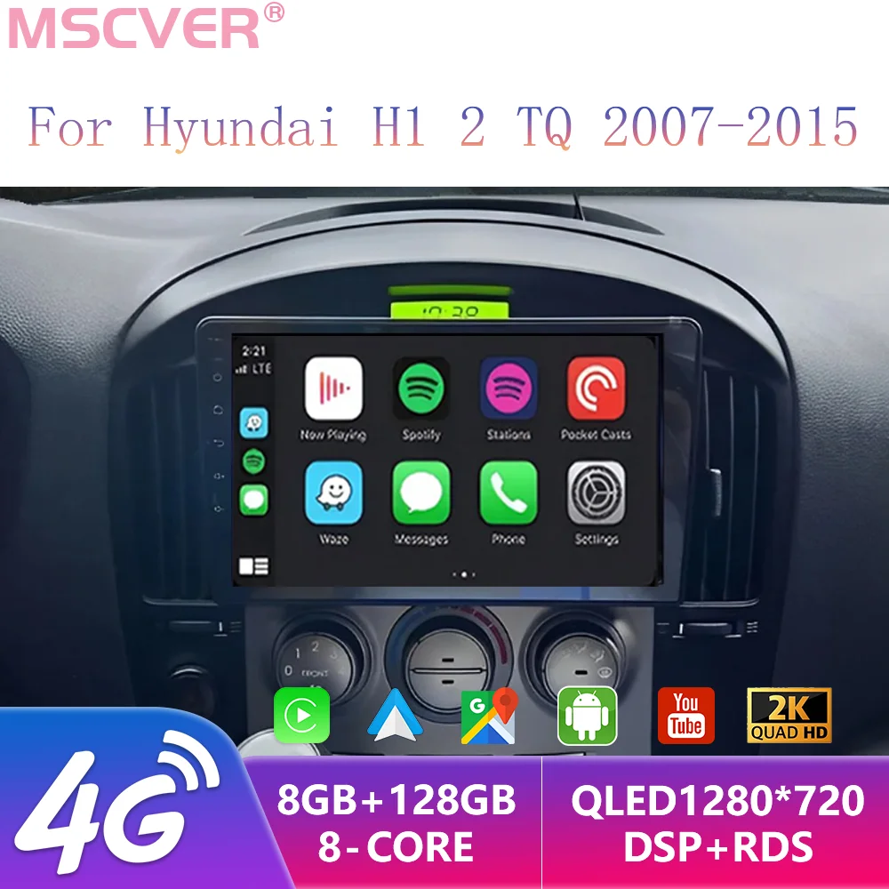 

TQ 2007 2008 2009 2010 2011-2015 Multimedia Video Player Android 14 Carplay Auto Car Radio for Hyundai H1 2GPS Stereo 4G+WIFI