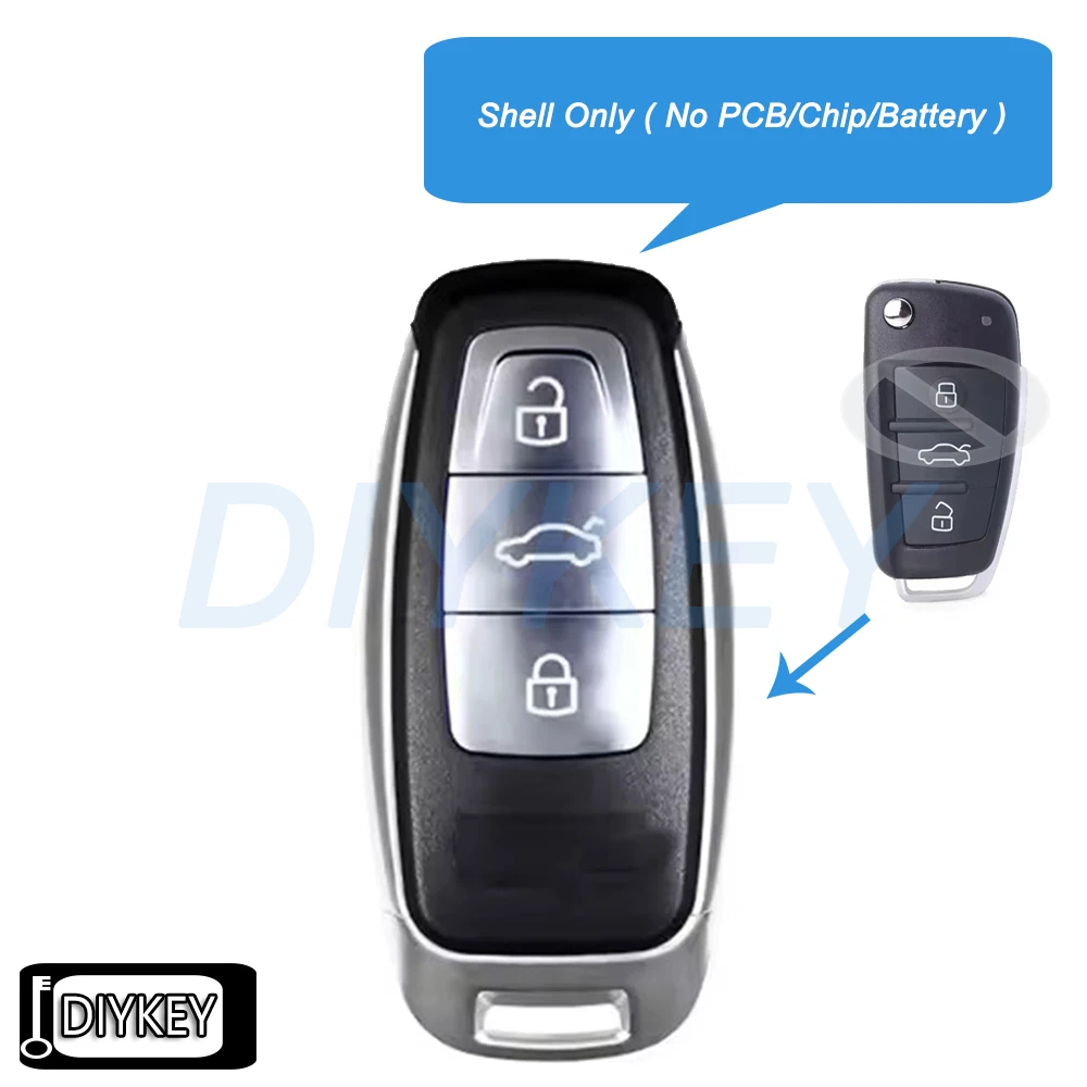 

3 Buttons Case Modified Smart Remote Car Key Fob Shell Cover for Audi A1 A3 A4 A6 S3 Q2 Q3 Q7 TT Keyless Go