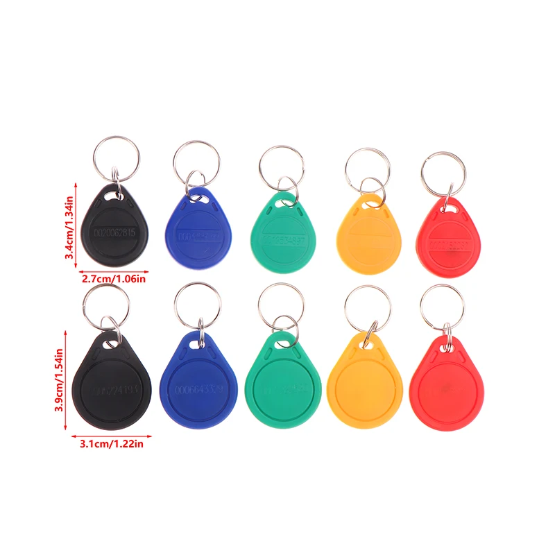 10Pcs 125KHz Read-Only RFID RFID TK4100 EM4100 Smart Chip Proximity Keyfobs Smart Secure Door Entry Access ID Keychain Token Tag