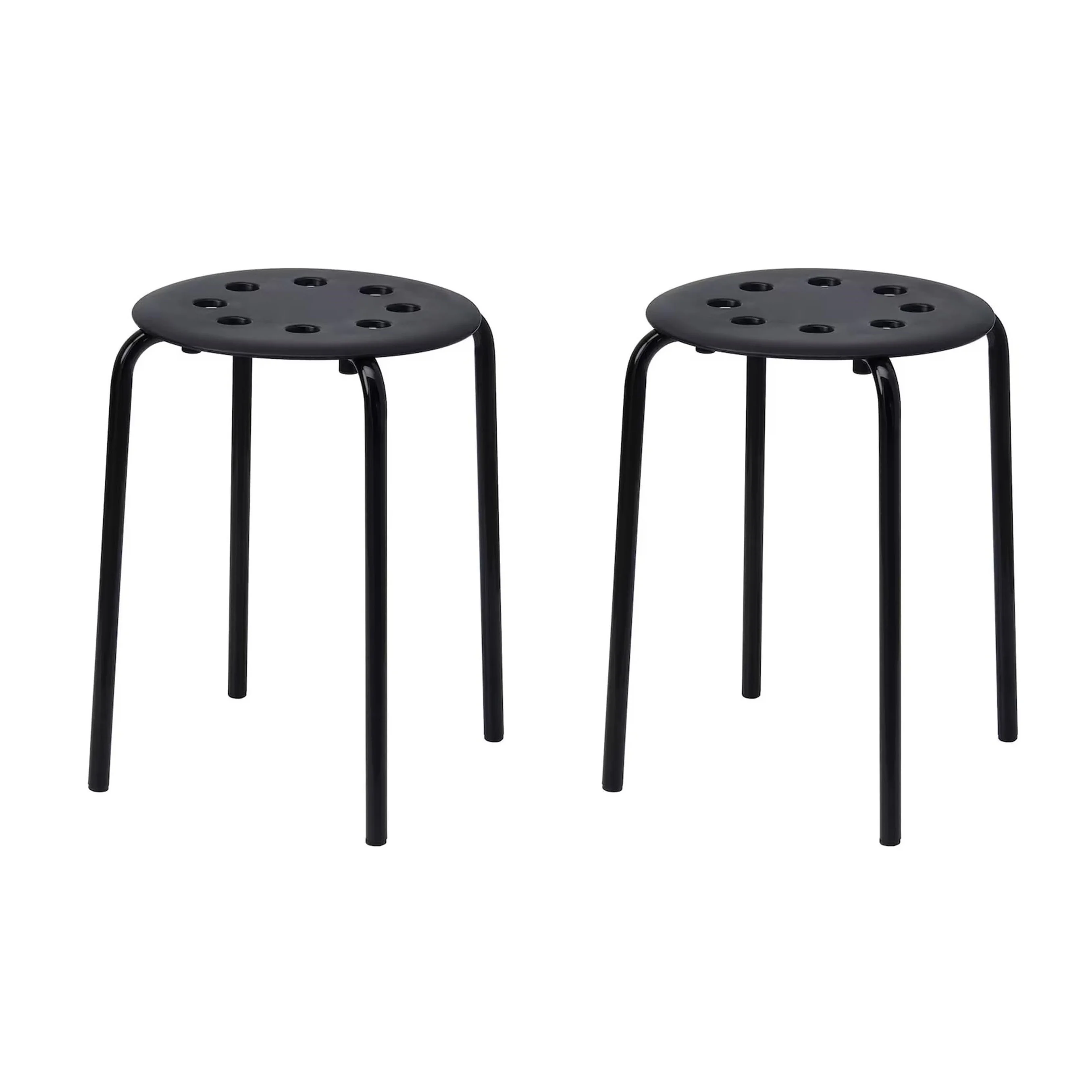 2pcs Stackable Stool, Lightweight, Space Saving, Holds Up to 80kg, Home,Office,School,Lab,Black or White,40x40x45cm