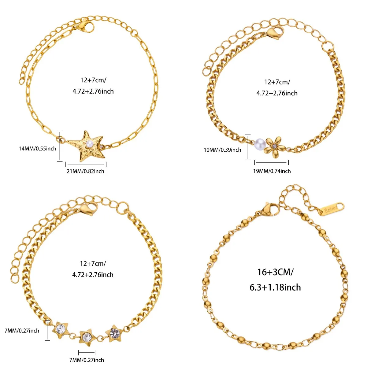 40 pulseras de cadena elegantes y exquisitas para mujer, brazalete de flores con incrustaciones de circón brillante chapado en oro de 18 quilates, regalo de joyería femenina