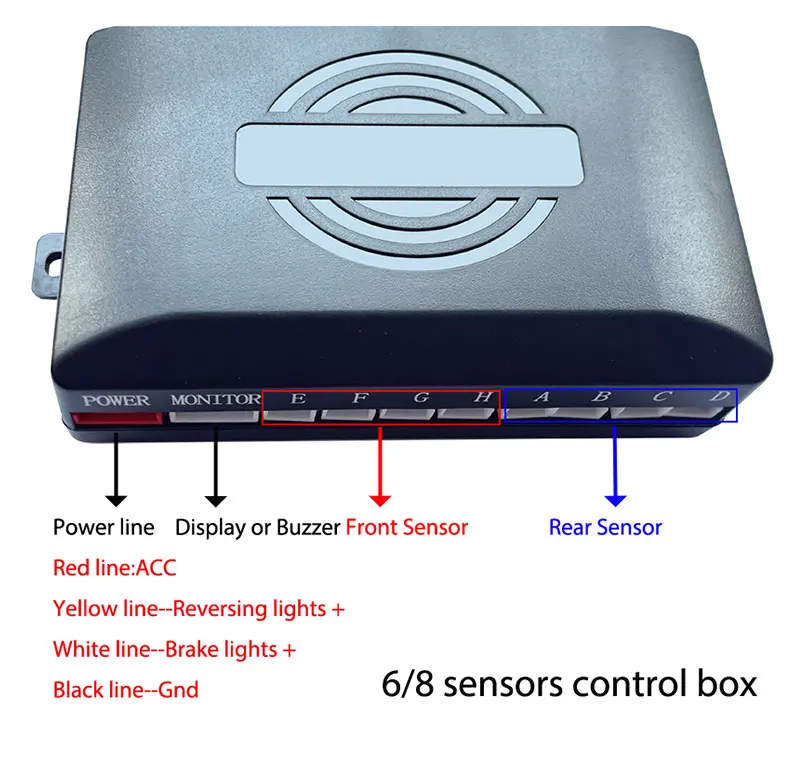 8-Sensor LED-Streifen Parkradar, 5 Sprachoptionen (EN/RU/ES/TR/Beep), 22mm Sensoren & 12-Farben-Display für Sicheres Rückwärtsfahren – Detail 5