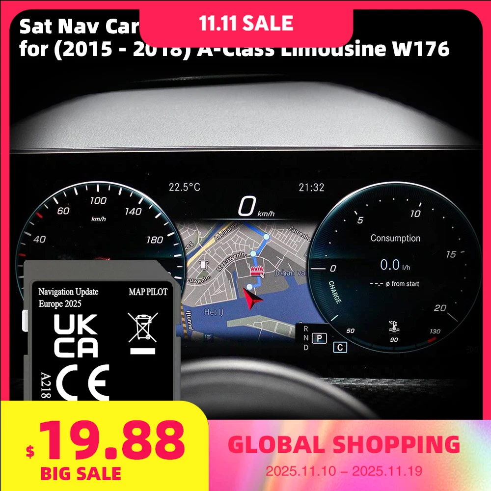 

A2189062704 V20 for Mercedes A-Class W176 2014-2020 Car Sat NAV Cover France Bosnia Norman Map GPS Card
