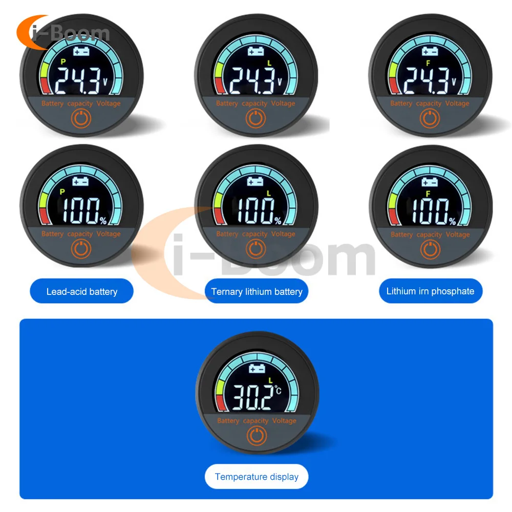 5918 DC 7~100V Voltmeter LCD Color Display Lead-acid Ternary Li-Fe-Phosphate Battery Waterproof Electricity Display Meter