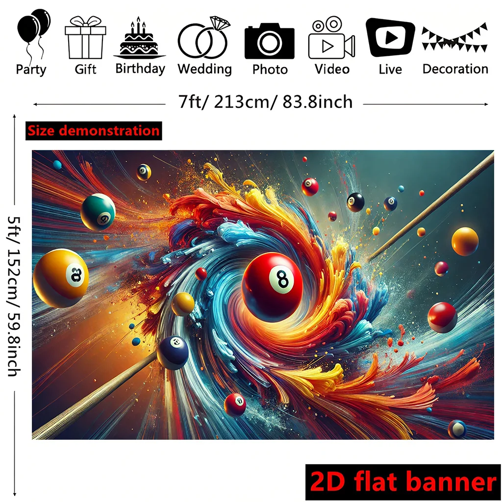 Abstract 8 Ball Pool Art Canvas Print Modern Pop Decor Wall Decor Painting for Living Room Billiards Game Theme Vibrant Style Ar