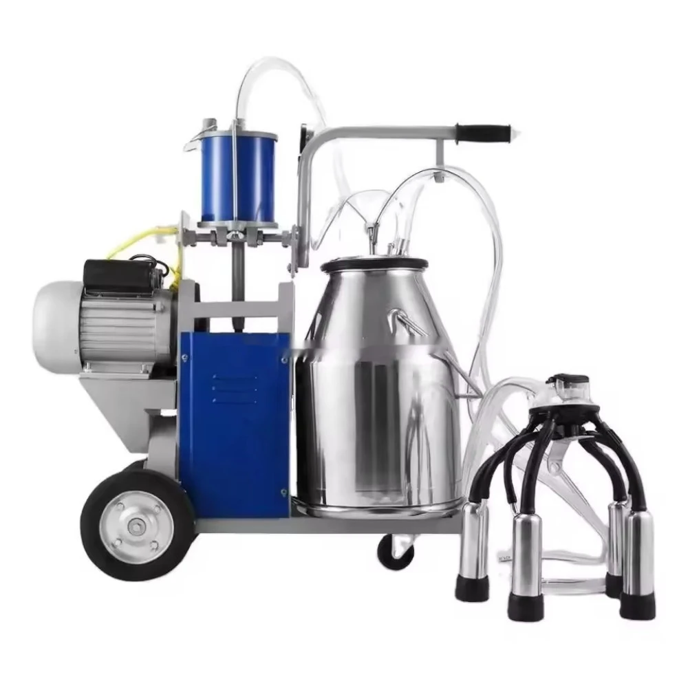 

Electric Cow Milker 10-12 Cows/Hour - 25L Stainless Steel Bucket Milking Machine, Commercial Dairy Farm Equipment