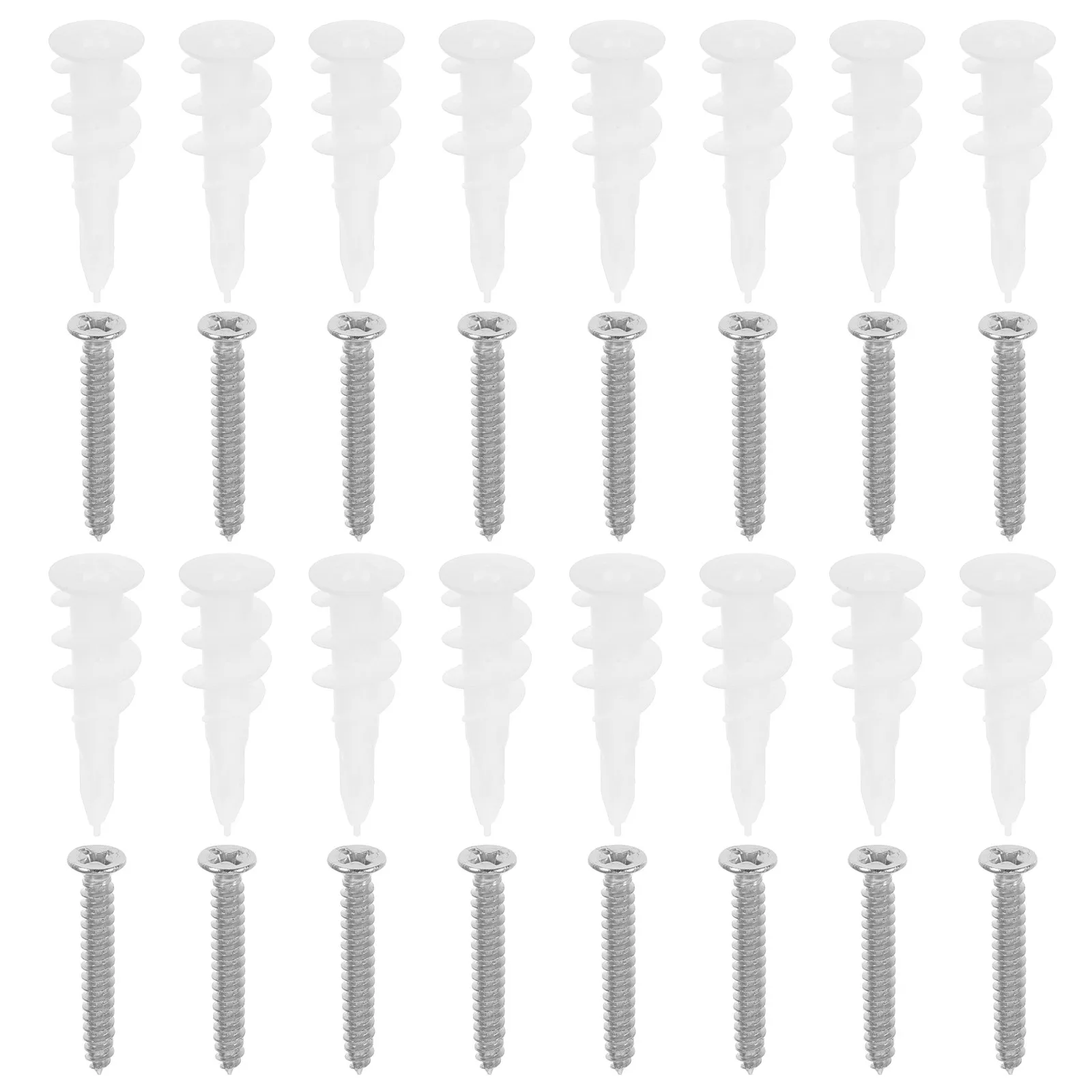 50Sets Expansion Tube with Screw Stainless Steel Drywall Anchors and Screws Kit for Concrete Plaster Walls Heavy Duty Wall