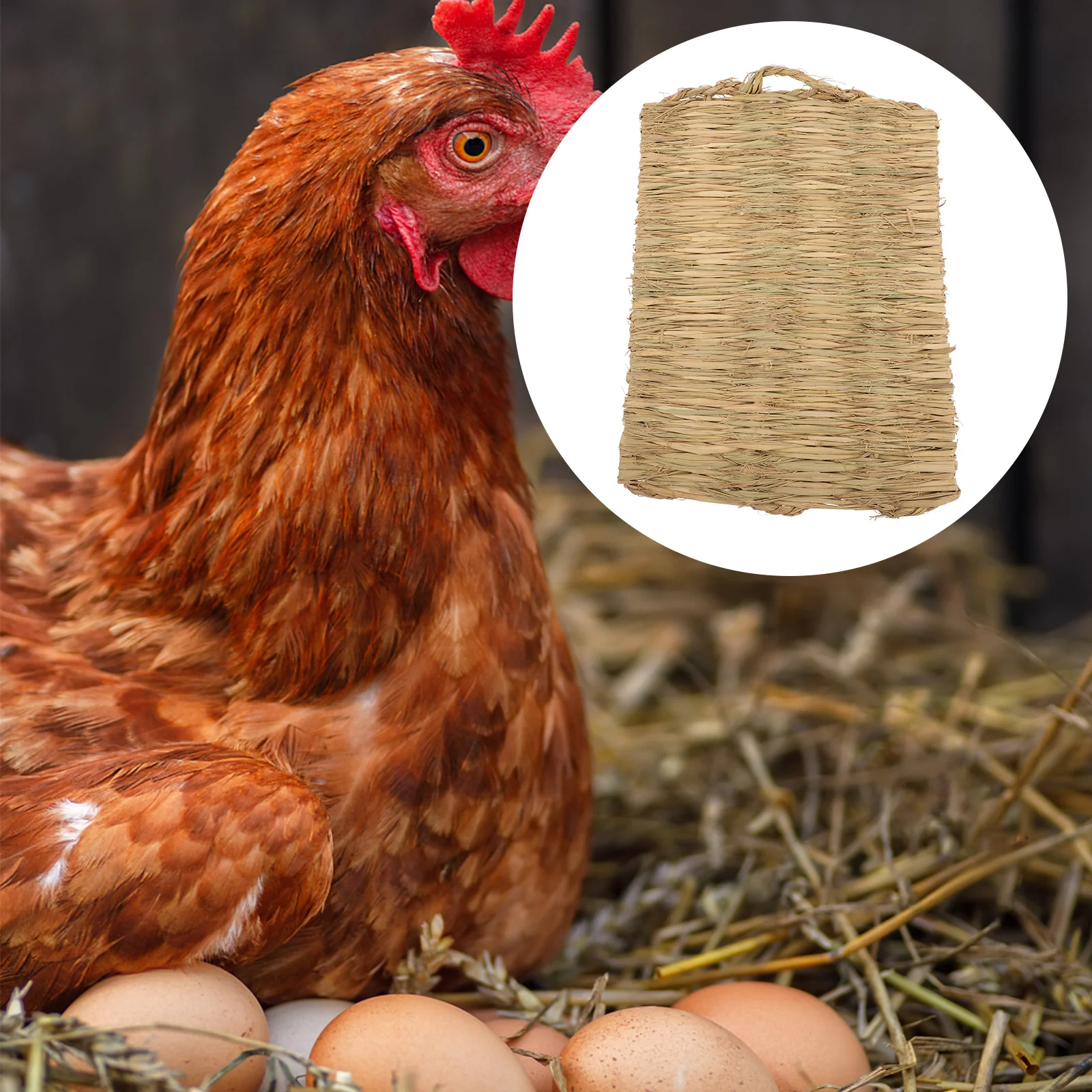 

6Pcs Woven Grass Mats Chicken Coop Pads Rabbit Bed Nesting Box Cushions Natural Pet Supplies Netting for Chicken Coop Roof