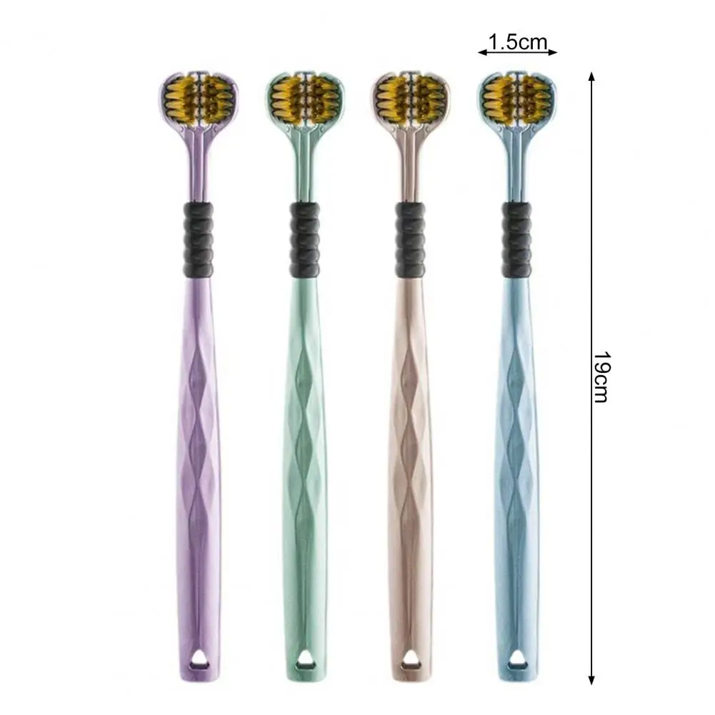 1/4 Pcs Three-Sided Toothbrush Complete Teeth Gum Care Protruding Dots Clean Tongue Coating Soft Bristles Cleaning Brush for Dai