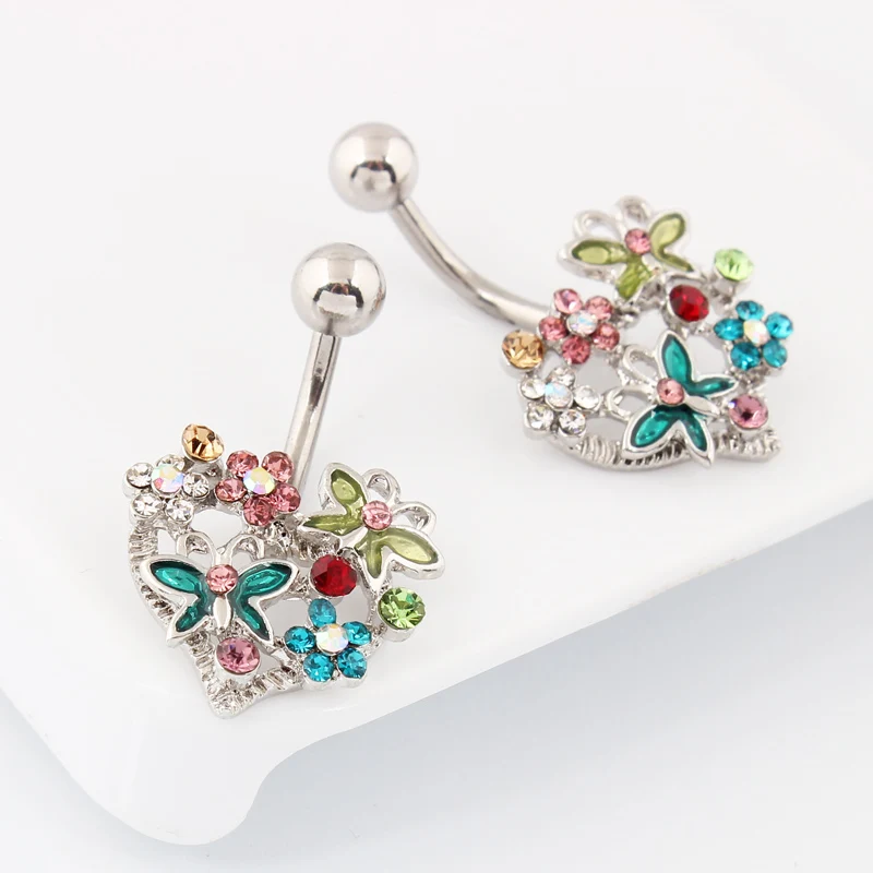 Heart butterfly flower belly ring fashion body jewelry Lady piercing Retail 14G 316L surgical steel Nickel-free TAIERS