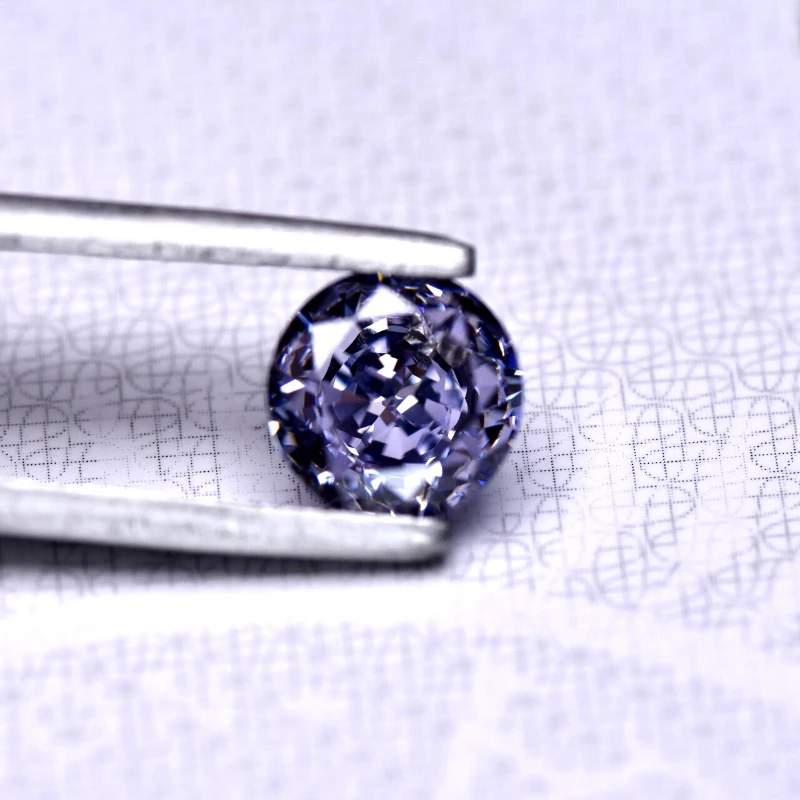 Synthetischer Edelstein Top Crushed Ice Cut Kubischer Zirkonia Runde Form Lavendelfarbe 4K Schliff 5A+ Qualität für Schmuckherstellung – Detail 5