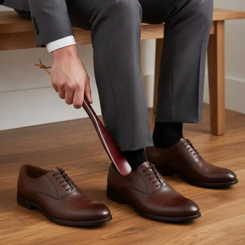 High Quality Wooden Shoehorn Long Handle Hanging Shoe Lifter Labor Saving Shoe Remover for Men Women Elderly Daily Use