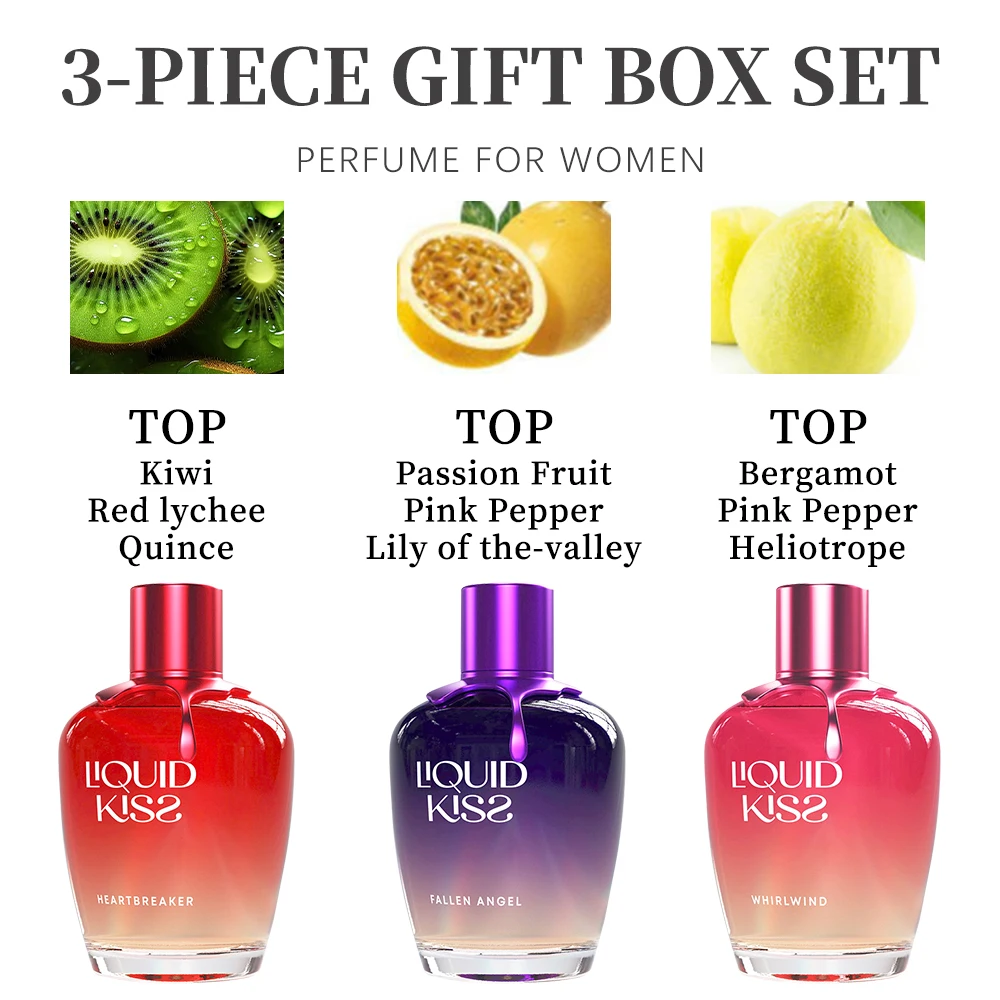 LIQUID KISS Women's Perfume Gift Set for Women Eau De Parfum Spray Fragrance Gift Sets for ALL YOUR X'S AND O'S 3pcs 3.4OZ