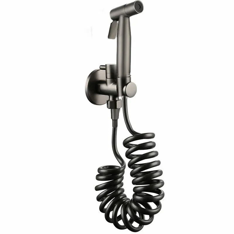 

Gunmetal gray Bidet Sprayer Faucet Stainless Steel Toilet Bidet Sprayer brushed Douche Kit Shattaf Copper Valve Jet Set BG99