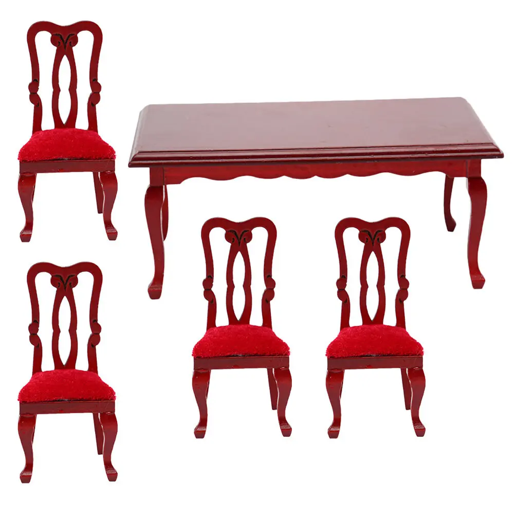 

1 set Miniature Retro Dining Chair Table Set Kids Decor 1 12 Scale Tiny House Furniture Accessories Simulation Design