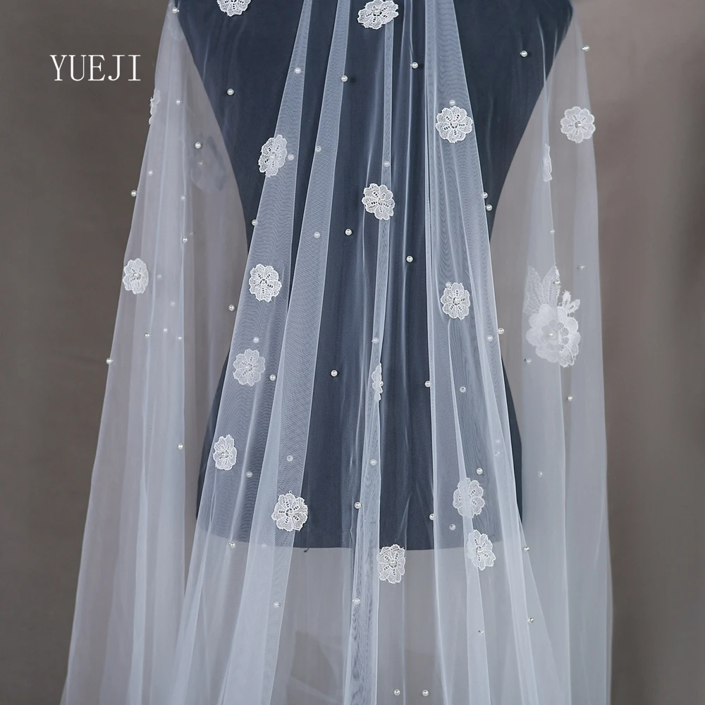 YUEJI Elegant Petal Bridal Veil Double Chapel White Wedding Accessory Velos De Novia Lujo 2024 Floral Veil Wedding YJ61