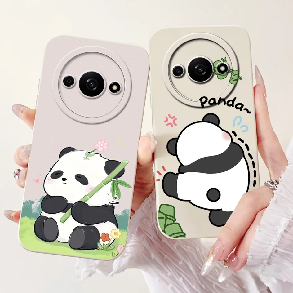 For Xiaomi Redmi A3 Case Lovely Panda Cartoon Anti-Fall Funda Soft Silicone Matte Cover For Xiomi Redmi A3 A 3 RedmiA3 4G Bumper