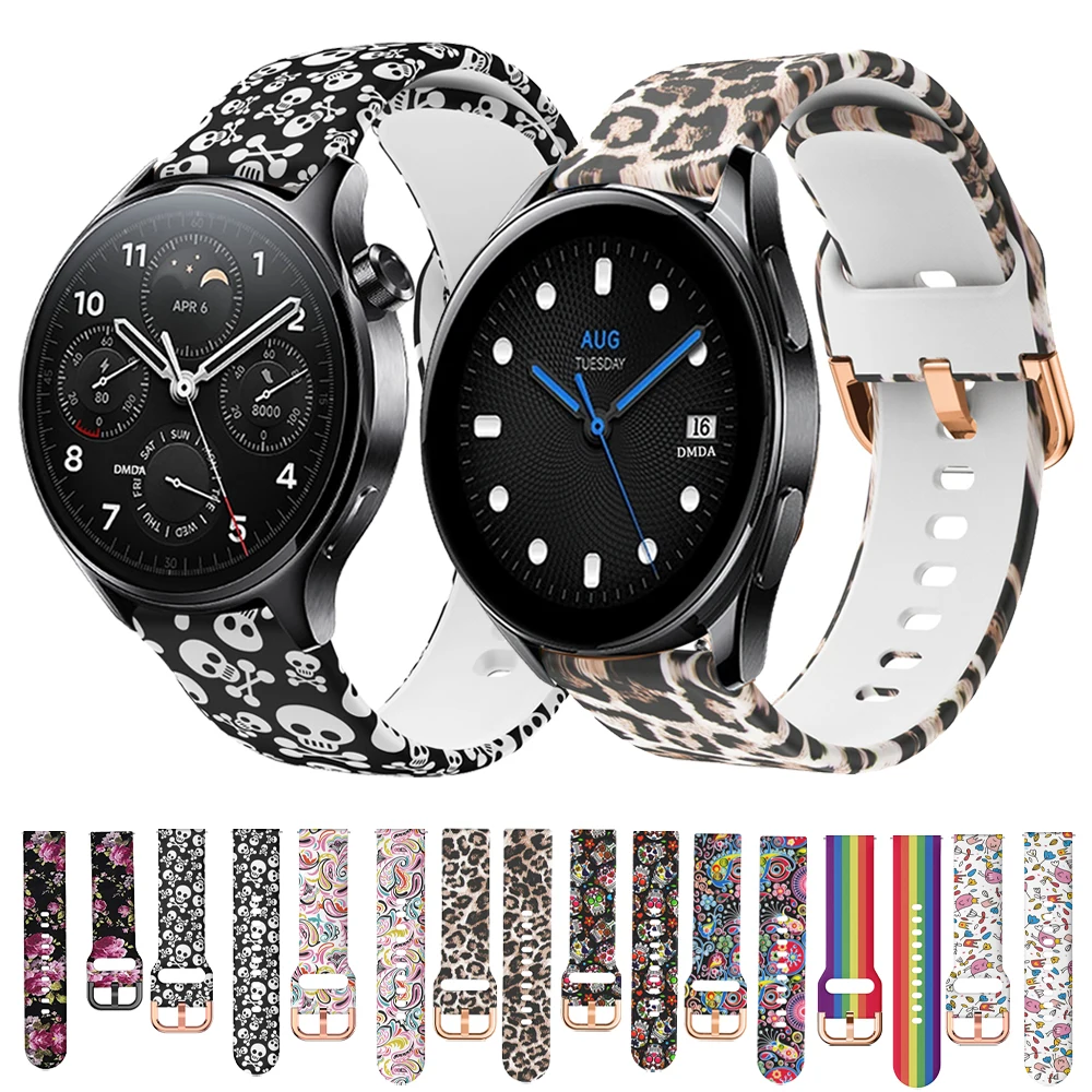 

22mm 20mm Women Silicone Printed Strap For Xiaomi Watch S1 Pro Active/Mi Watch S2 46mm 42mm Color Girls Cute Wristband Bracelet