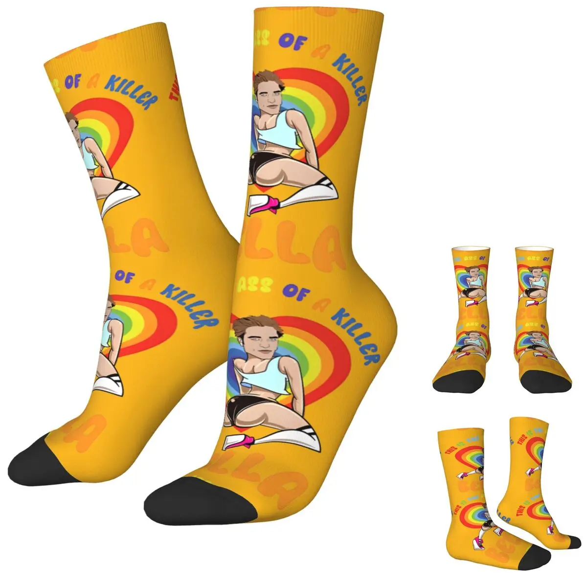 Couple Socks This Is The Ass Of A Killer Funny LGBT Rainbow Stockings Funny Soft Socks Design Outdoor Sports Anti-Slip Socks