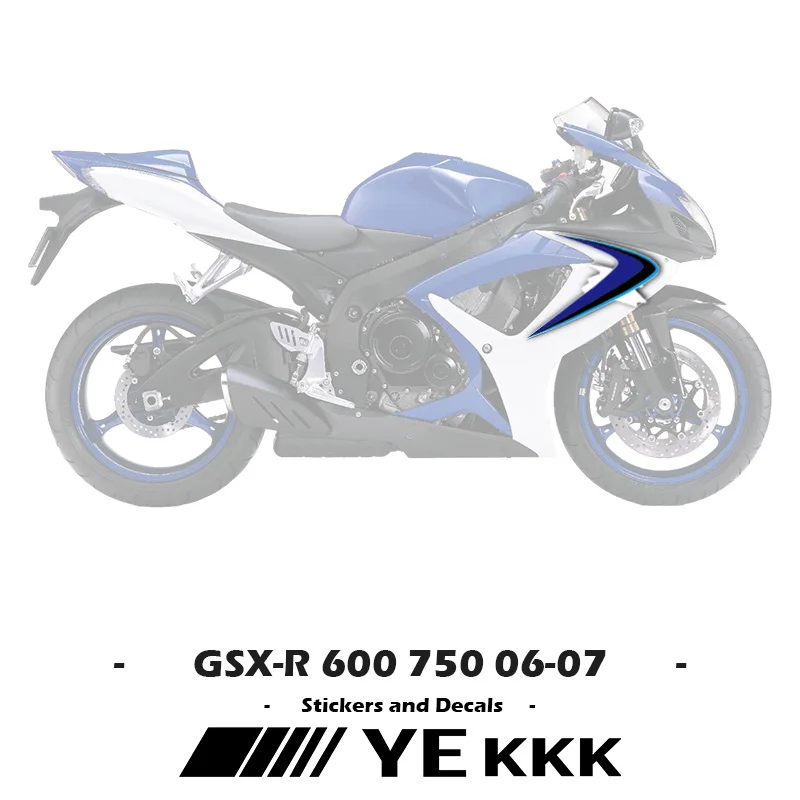 

GSX-R600 GSX-R750 K6 2006 2007 OEM Replica Full Vehicle Fairing Shell Sticker Decal Metal Color For Suzuki GSXR600 GSXR750