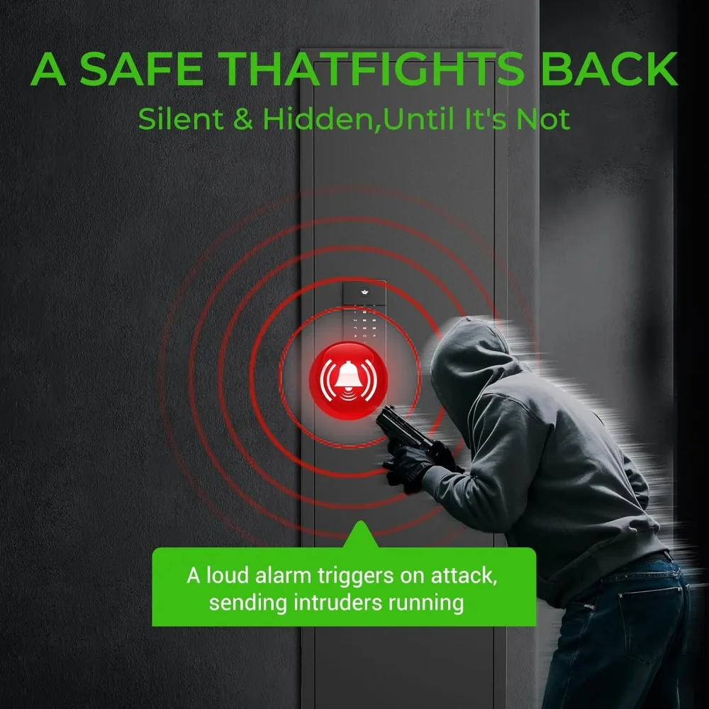 53 مسدس داخل الجدار آمن بين الأزرار، نظام إنذار مزدوج آمن للبندقية المخفية مع قفل إلكتروني بشاشة تعمل باللمس، فولاذ 19 مقياسًا #3