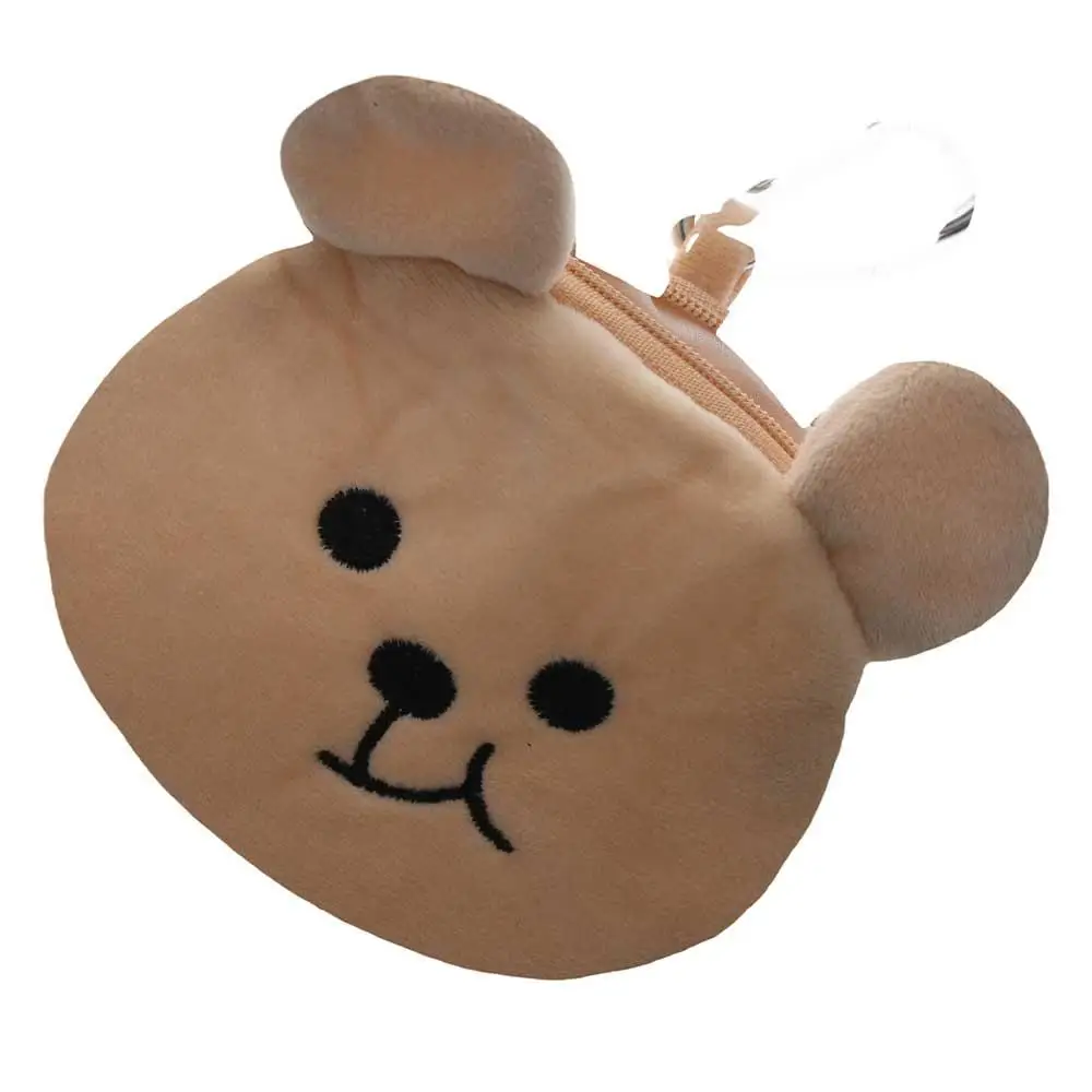 Casual Zipper Plush Bear Coin Purse Cartoon Three-dimensional Cartoon Storage Bag Small Item Bag Korean Style Children