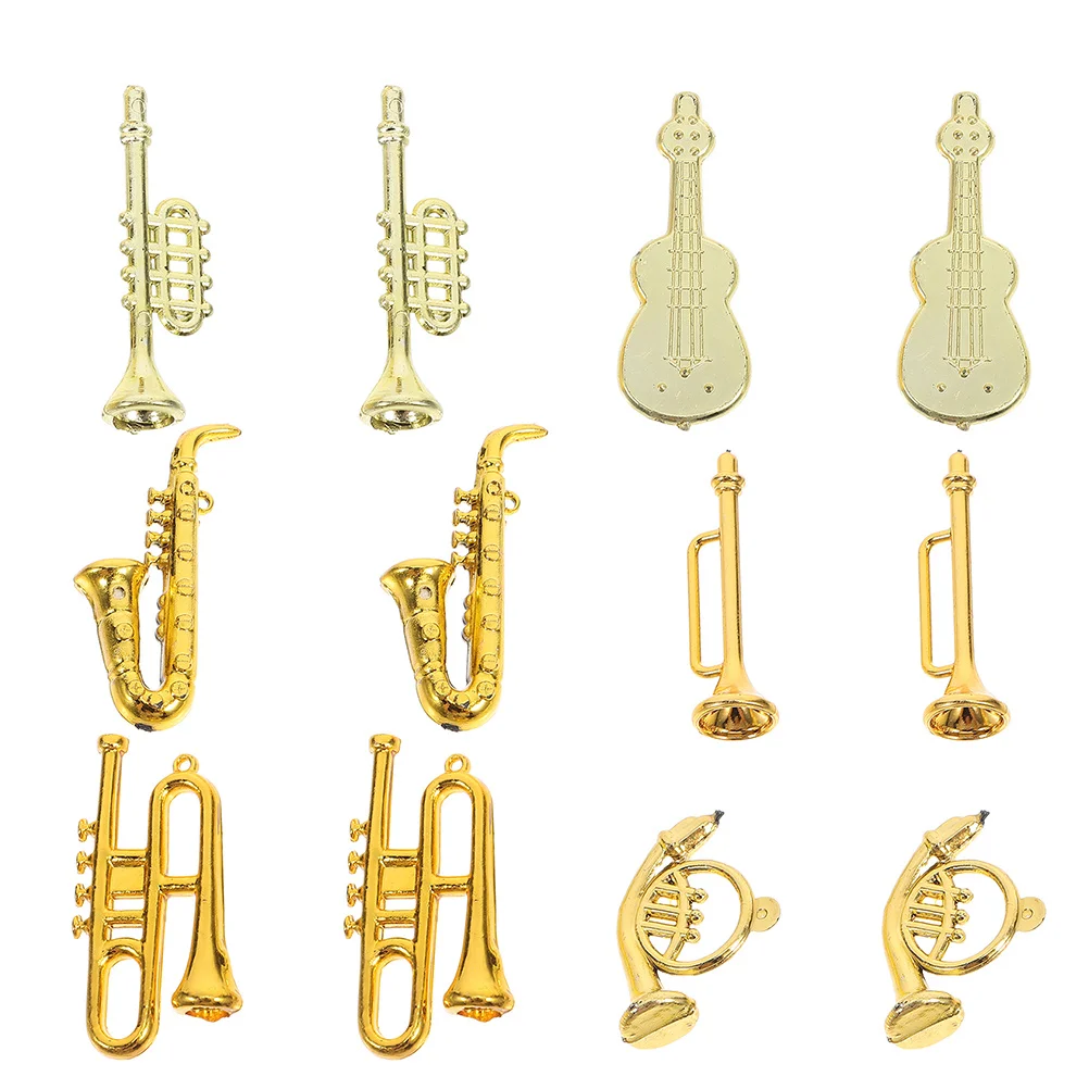 

48Pcs Miniature Musical Ornaments Gold Silver Tiny Instrument Decorations Xmas Tree Garland Holiday Music Room Decor Gift