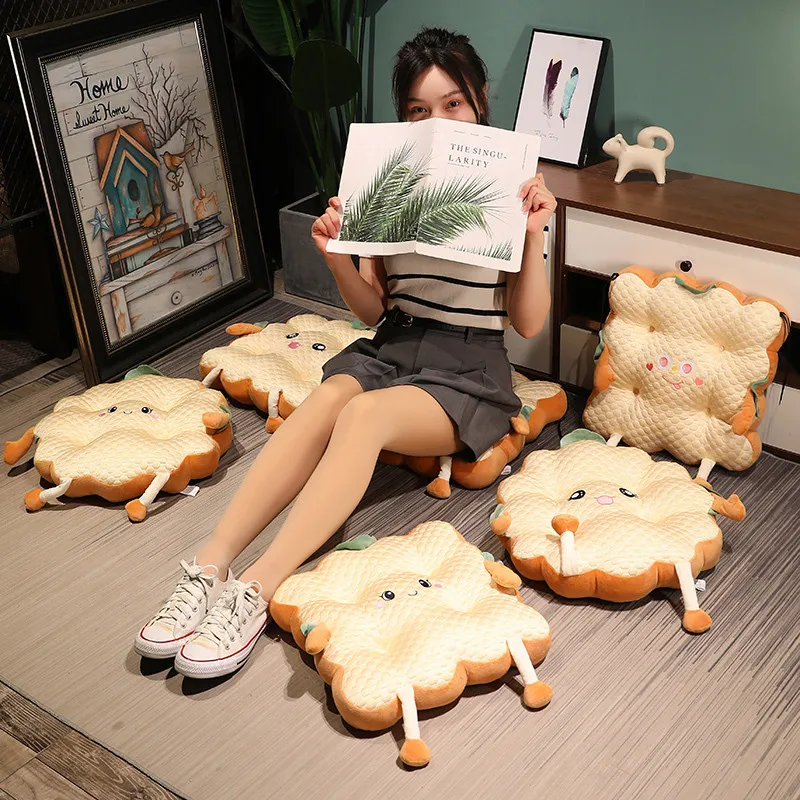 Ice Shredded Toast Cushion Soft Plush Filling Backrest Spring/Summer Cool Cushion Kawaii Expression Toast Backrest