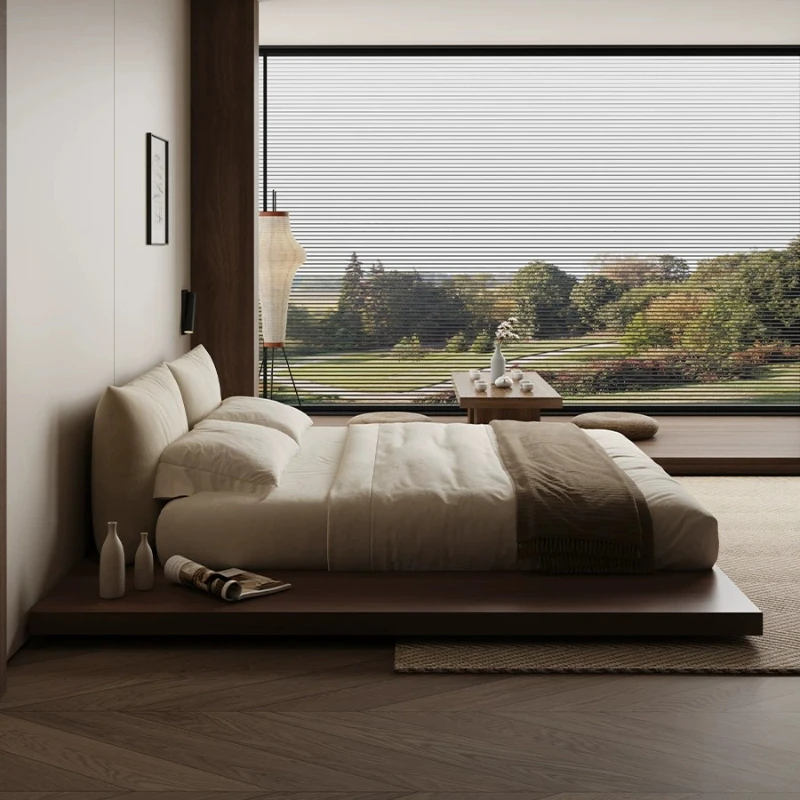 Modern Minimalist Bed European Fancy Tatami Cream Deluxe Bed Lounge Frame Double Muebles Para Dormitorio Bedroom Furniture