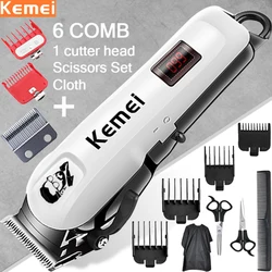 Kemei máquina de cortar cabelo elétrica corte cabelo maching trimmer sem fio dos homens profissional máquina cortar cabelo recarregável barbeiro máquina de cortar cabelo aparador de pelos cortador de cabelo wmark  5