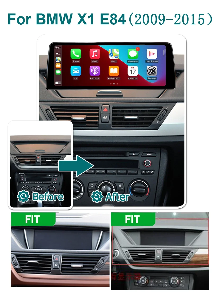 2DIN Drahtlose Carplay Android 14 Auto Auto Radio 1920*720 P Multimedia Bildschirm Für BMW X1 E84 2009-2015 CIC iDrive video-player GPS – Detail 1