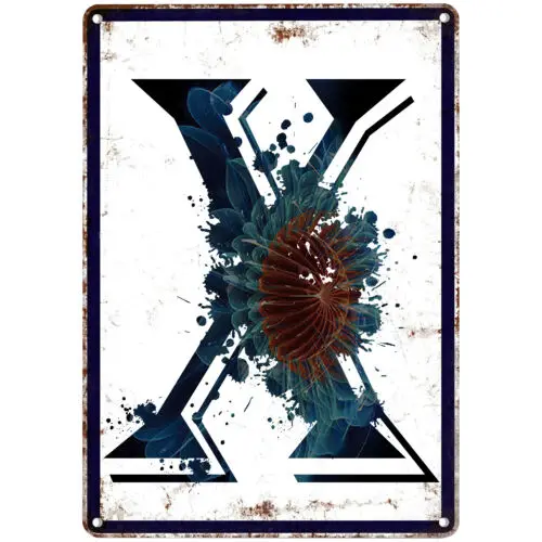 Vintage Tin Sign Letter X Metal Alphabet Wall Letter Sign for Home Bedroom 12x8 sign