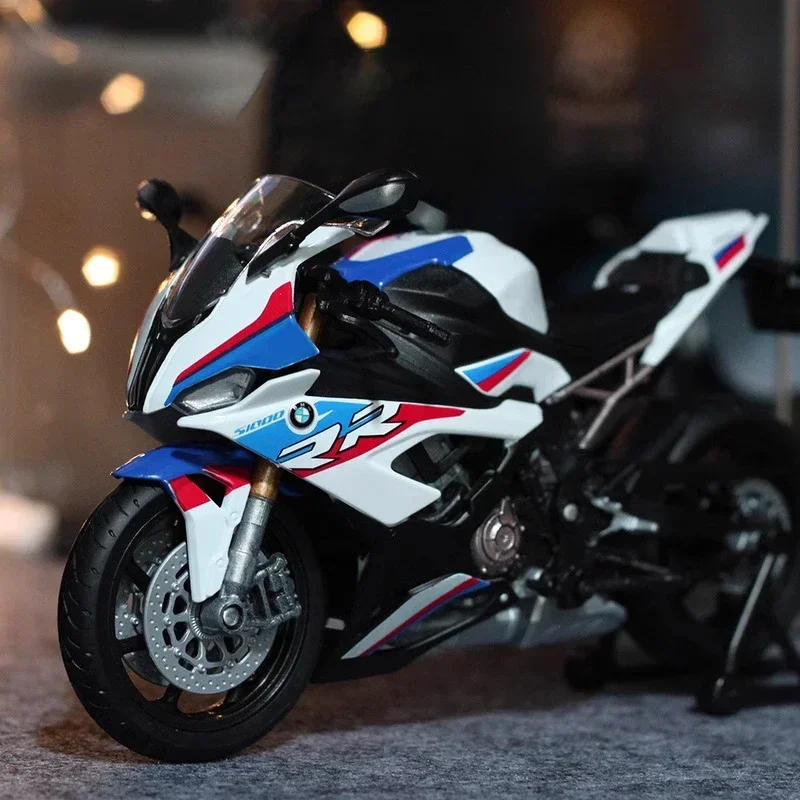 نموذج دراجة سباق نارية BMW S1000RR ، سبيكة ، محاكاة ، ممتص صدمات ، تجميع ، سيارة لعبة ، هدية للأطفال ،