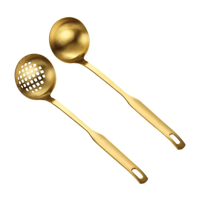 Stainless Steel Kitchen Tableware Golden Hot Pot Colander BBQ Grilling Tongs Serving Dinnerware For Buffet Home Cooking Utensils
