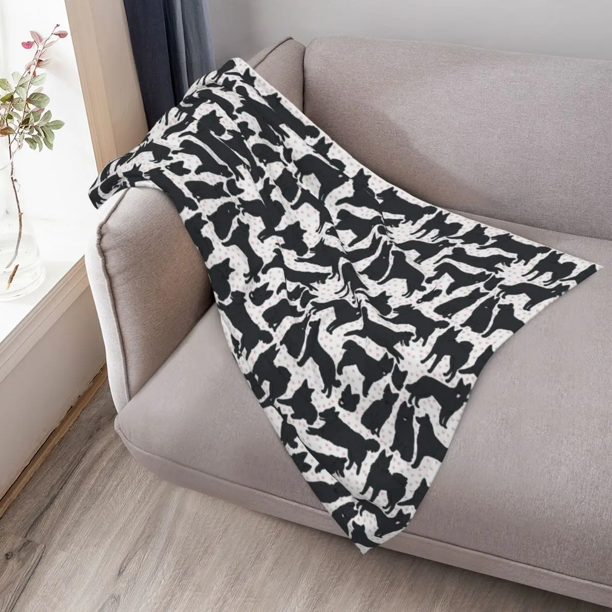 لطيف Mudi الأسود الكلب نمط رمي بطانية المصممين الفاخرة مصمم الحرارية للسفر البطانيات الجميلة