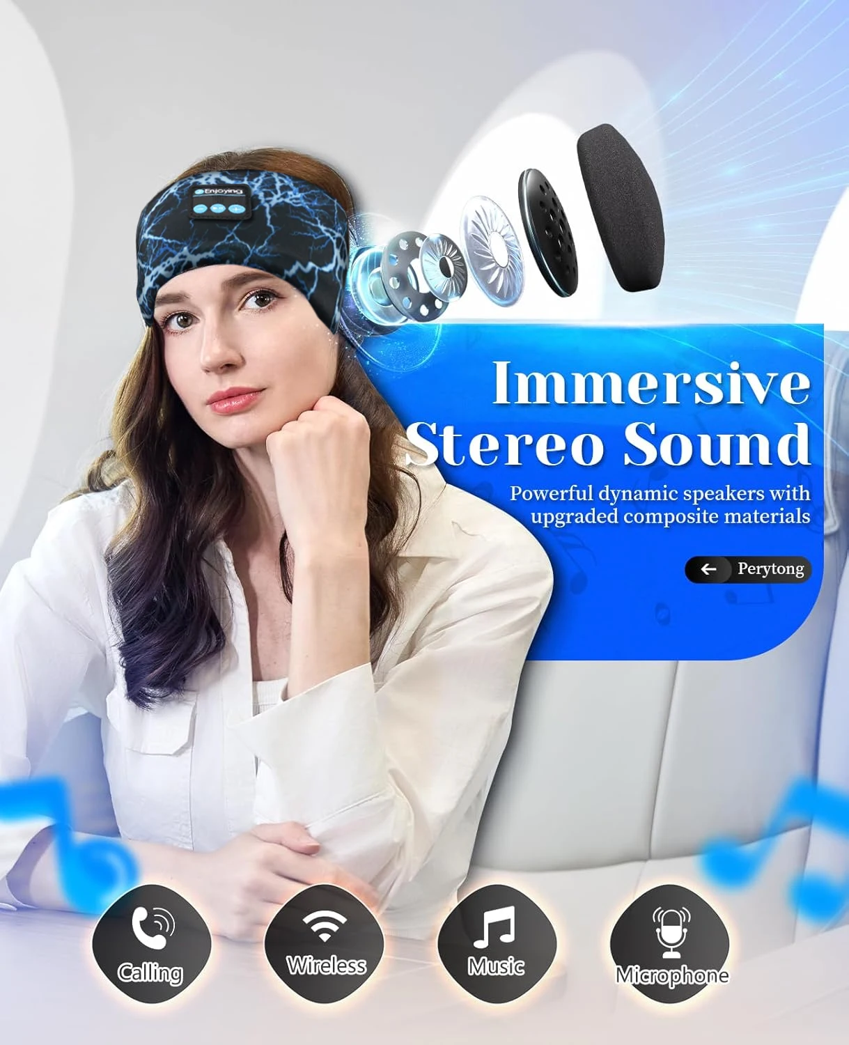 Bluetooth Earphones Sports Headband Elastic Wireless Headphones Music Sleeping Eye Mask Wireless Bluetooth Headset Yoga Headband